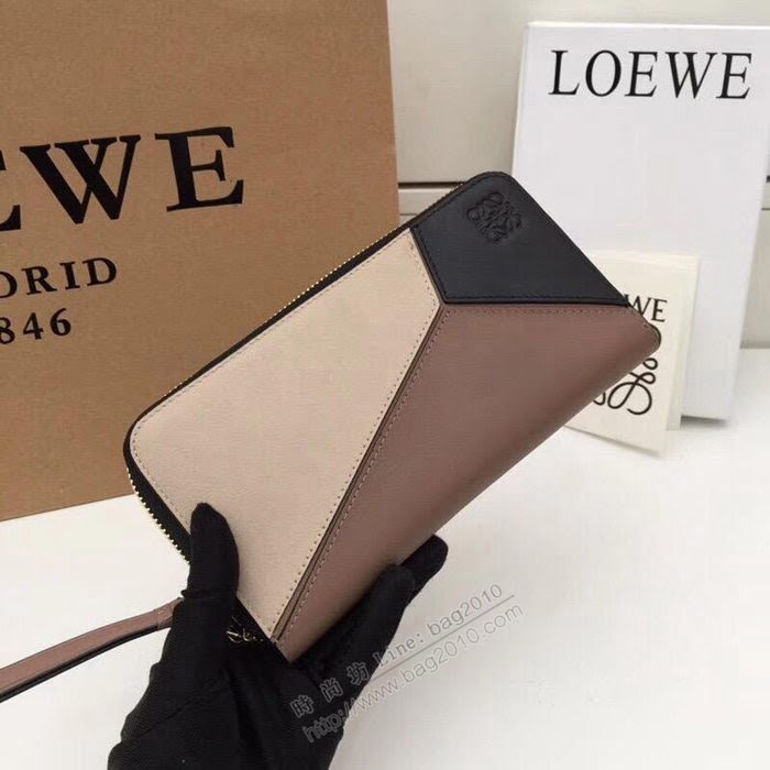 LOEWE錢包 122N89 頭層皮幾何錢包 羅意威原單長錢包  sl2050